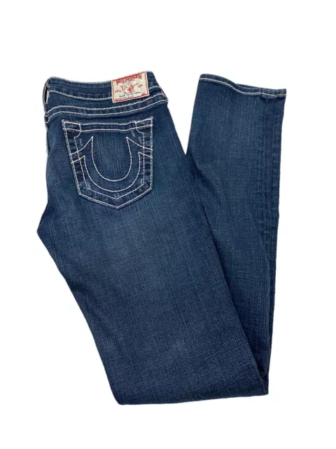 True Religion Jeans Stella Big T Low Rise Skinny Indigo Womens Size 30 USA Made