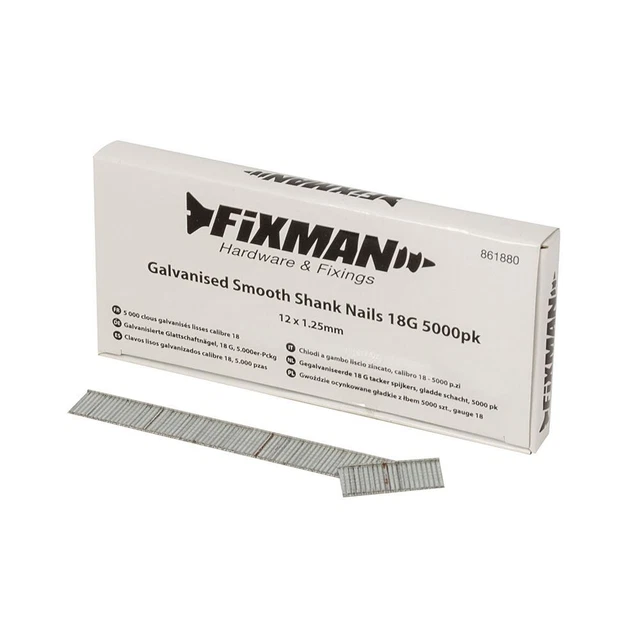 Fixman 12 x 1,25 mm chiodi gambo lisci zincati 18G 5000pk 861880