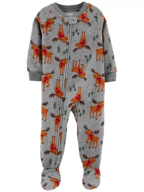 Carters Infant Boys Gray Fleece Reindeer Christmas Footie Sleeper Pajamas 12M