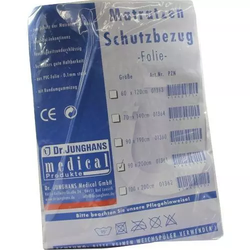 MATRATZEN SCHUTZBEZUG Folie 0,1mm 90x200cm weiß 1St PZN 1660359