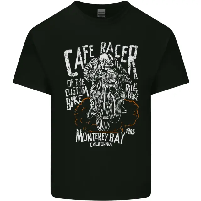 Cafe Racer Skull Motorcycle Biker Motorbike Kids T-Shirt Childrens