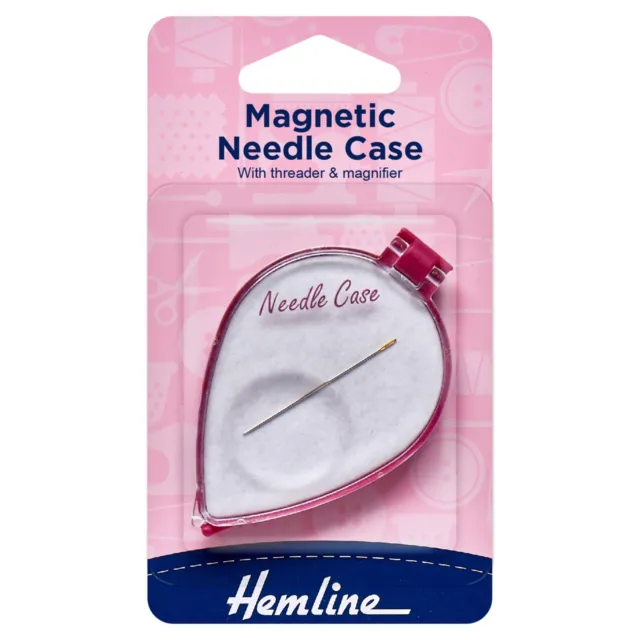 Estuche con aguja magnética HEMLINE con rosca y lupa - almacenamiento con aguja - H278