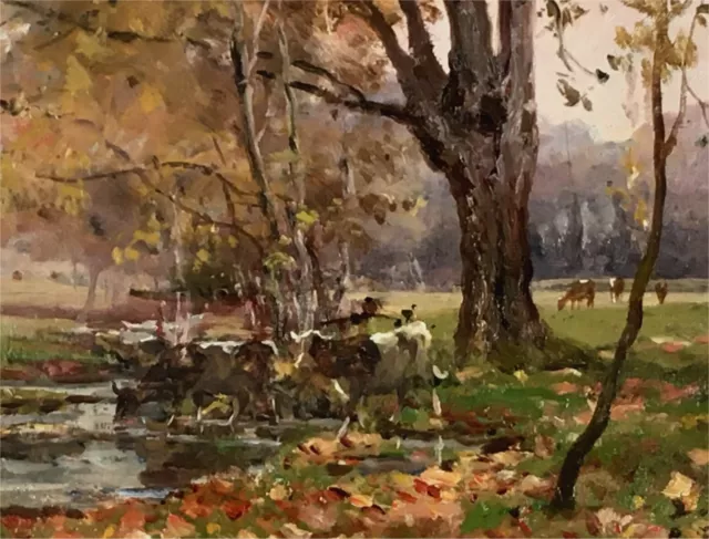 Tableau ancien huile sur bois "L'automne" signée  Clovis Terraire (1858 - 1931) 3