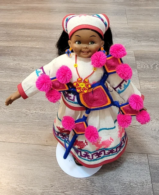 Huichol Doll Folk Art Traditional Mexican Native 12"
