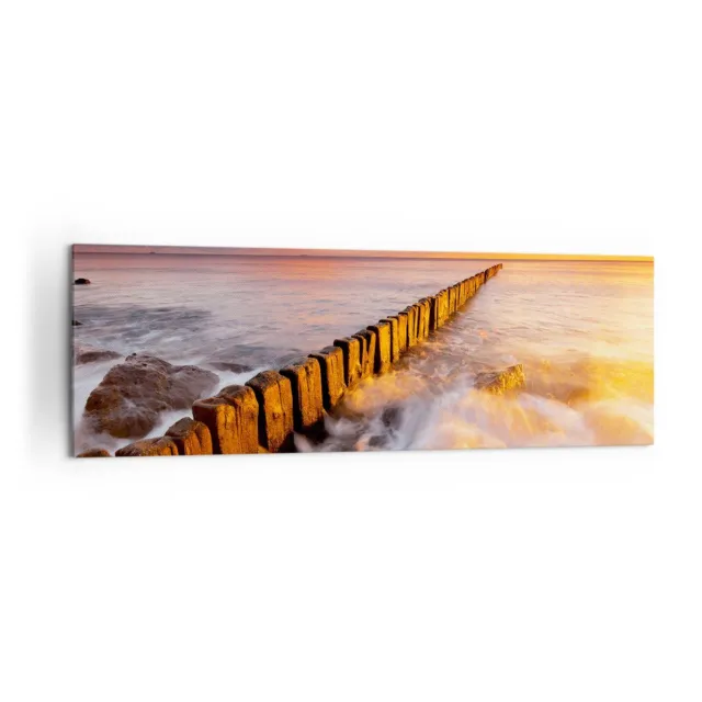 Wandbilder 160x50cm Leinwandbild Boot Landschaft Meer Ostsee XXL Bilder