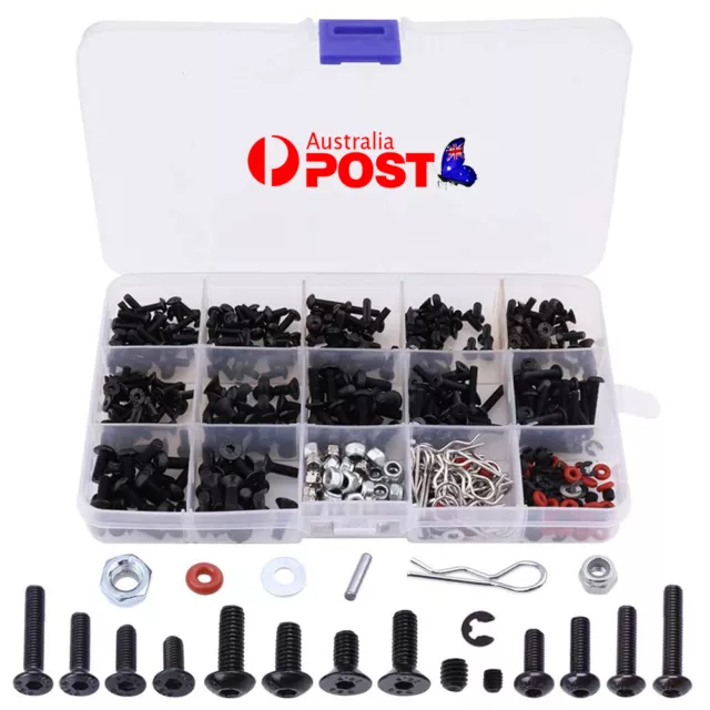 Repair Tool and Screws Box Set 500Pcs for SCx10 TRX4 1/10 HSP RC WHP8LS1D M3 M4