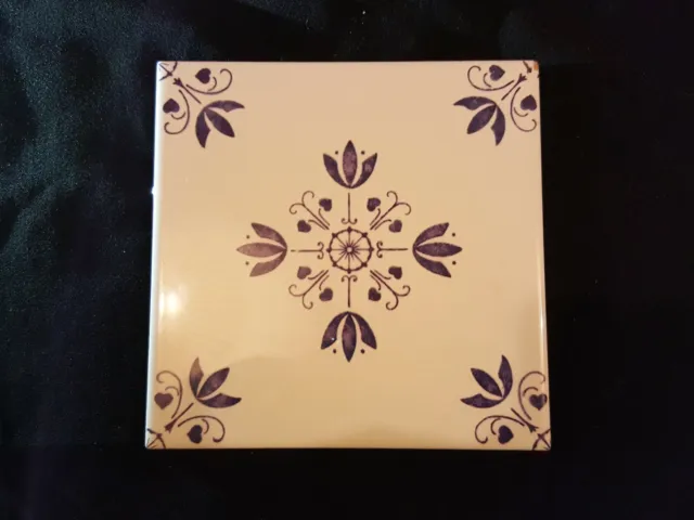 One Reclaimed Antique 6" x 6" Victorian Ceramic Tile Tiling Décor (EER386)