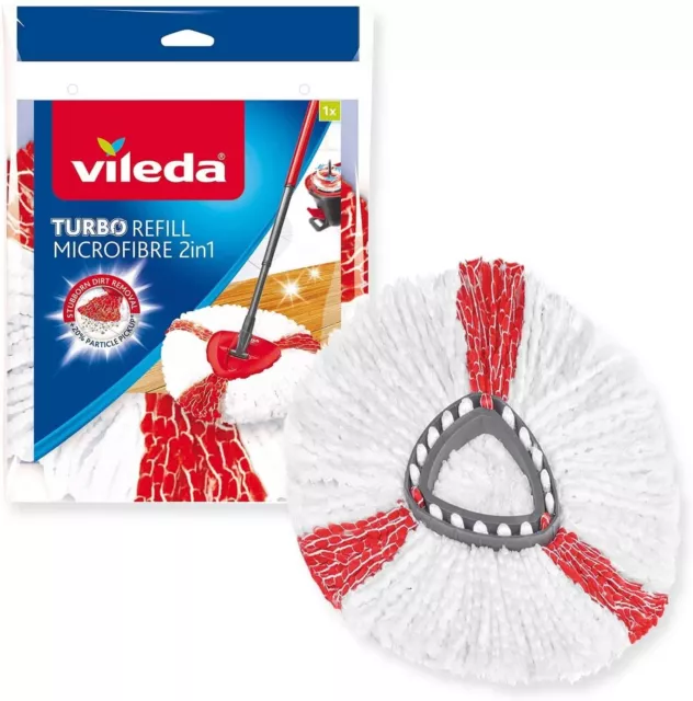 Mocio di ricambio 100 % in microfibra 2 in 1 Fiocco per Vileda turbo Refill