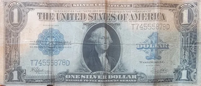 One Dollar 1923 Silver Certificate Blue Seal 100 YEARS OLD