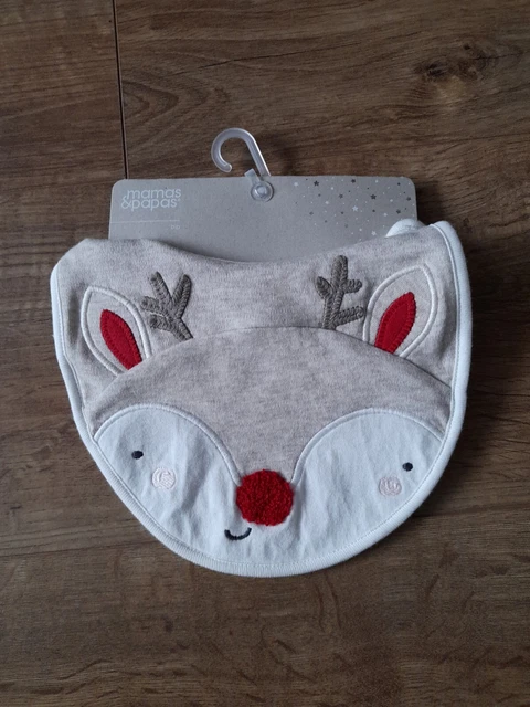 Pechera de Navidad festiva de Navidad para bebés recién nacidos unisex beige rojo reno