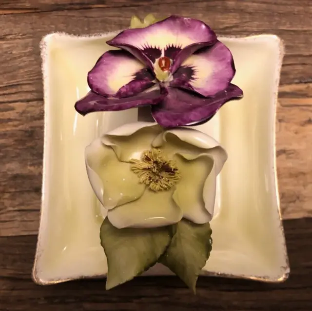 Vee Jackson California Vintage Art Pottery Floral Bowl Jewelry/Trinket Dish