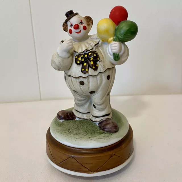 VINTAGE Schmid Clown With Balloons "Send In The Clowns" Revolving Music Figurine