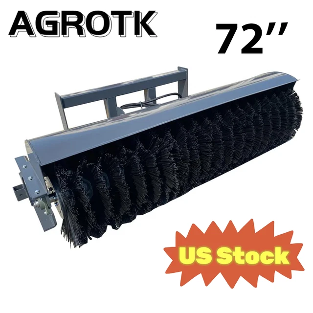 AGT 72" Hydraulic Skid Steer Broom Attachments Angle Sweeper Loaders Heavy Duty