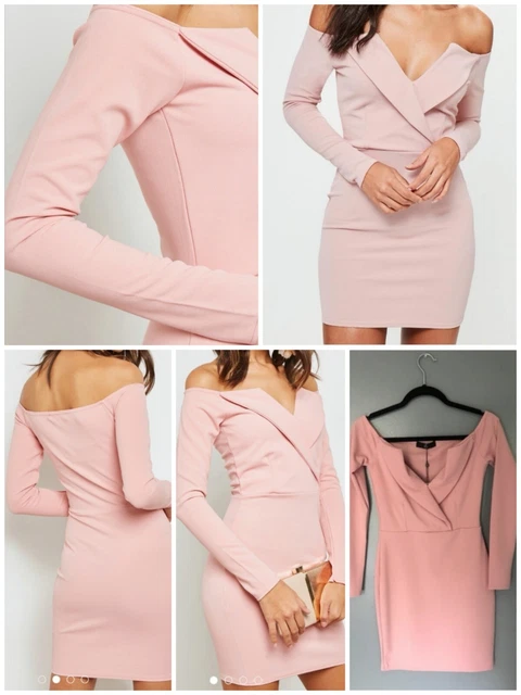 MISSGUIDED BARDOT WRAP Long Sleeve Velvet Dress Gold Women s Size US 6 24.25 PicClick UK