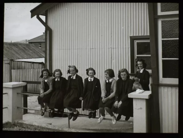 Magic Lantern Slide GROUP OF SCHOOL GIRLS TASMANIA C1949 PHOTO AUSTRALIA
