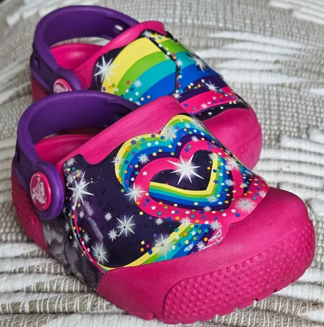 Size 5 Crocs kids Girls Pink Light Up New Toddler Shoes Colorful Play Shoes