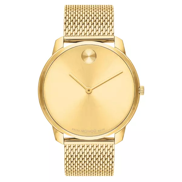 *BRAND NEW* Movado Bold Gold-Tone Dial Gold-Tone Steel Case Men's Watch 3600833