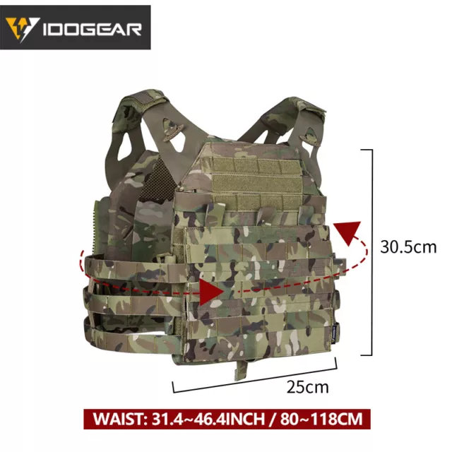 IDOGEAR JPC 2.0 Chaleco táctico Airsoft Plate Carrier MOLLE Body Protect Army MC 3