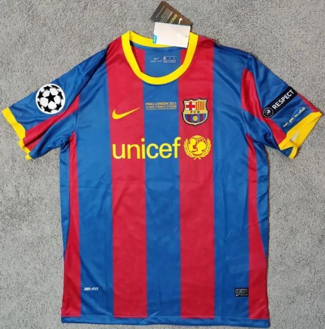 Barcelona 2010/2011 Messi #10 UCL Final Home New Soccer Jersey Football Mens L