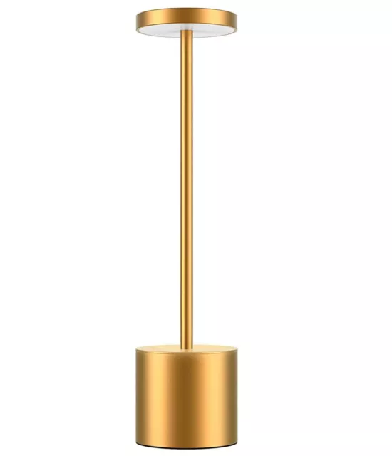 lampada da tavolo oro in alluminio led ricaricabile dimmerabile 3 colori di luce