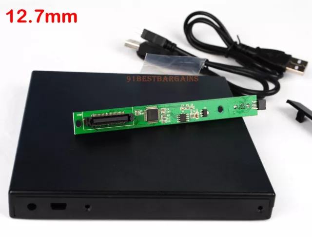 USB 2.0 Slim External Case Enclosure for 12.7mm PATA IDE CD DVD RW Burner Drive@