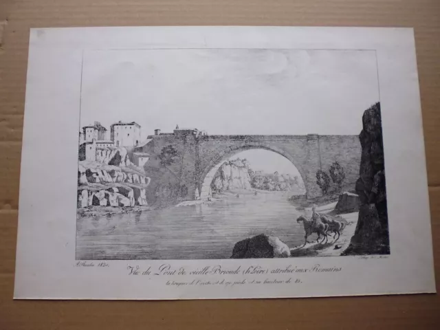 Gravure in folio 1820:Auvergne:Vue du pont de VIELLE BRIOUDE (Haute Loire)