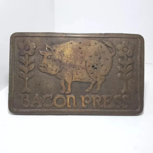 Taylor & NG 1978 Vintage Heavy Duty Cast Iron Bacon Press Wood Handle Pig