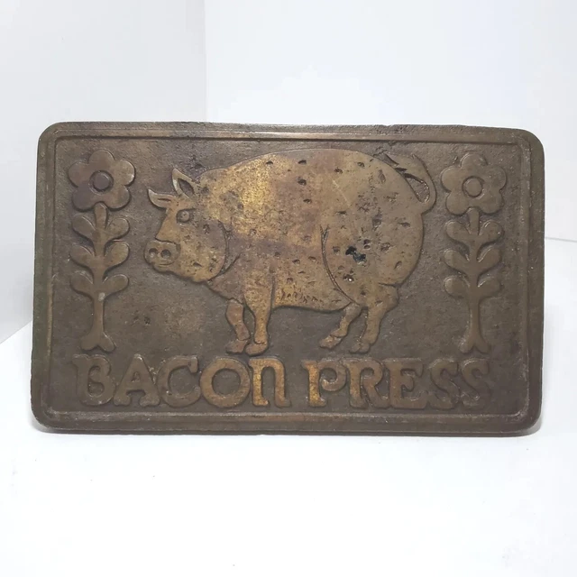 Taylor & NG 1978 Vintage Heavy Duty Cast Iron Bacon Press Wood Handle Pig
