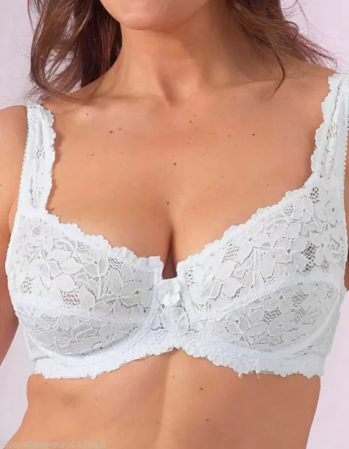 Lace Bra Floral White Underwired Non-Padded Full Cup Floral Brand New