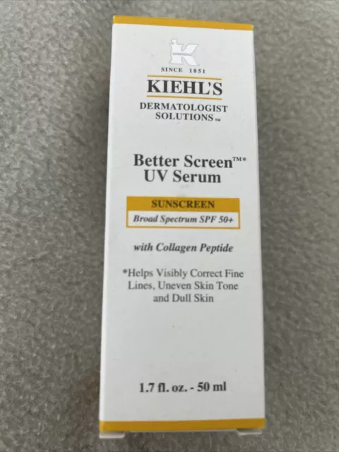 Kiehl’s Better Screen UV Serum Spf 50+ With collagen peptide 1.7 Fl Oz NEW