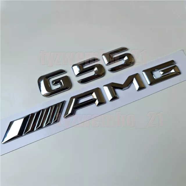 Pour Mercedes Benz Logo Argent Autocollant Heck Coffre G55 AMG Lettrage Badges