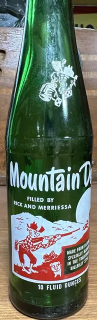 Vintage 1960s Mountain Dew Soda Bottle Filled By Rick & Merriessa Hillbilly 10oz 3