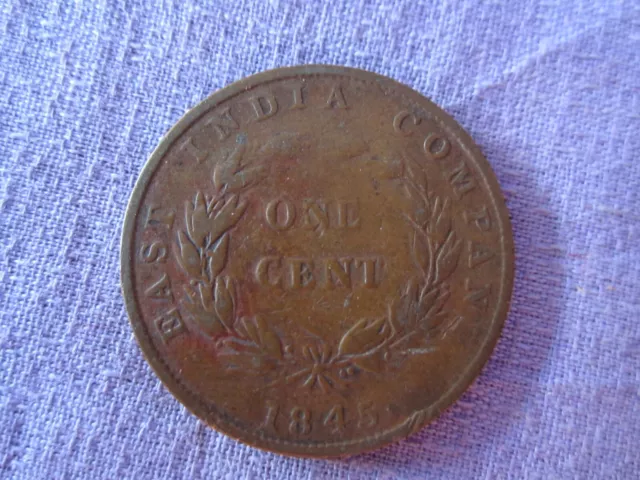 East India Company EIC (Singapore) 1 cent 1845 Victoria in nice condition L@@K