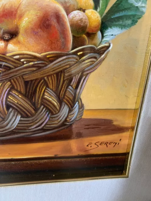 Dipinto olio su tela dell’artista Enrico Sereni Composizione con frutta 3