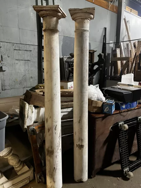 vintage wooden round porch post column & capital 82” h x 10.75 sq top tapers 6-8 vintage wooden round porch post column & capital 82” h x 10.75 sq top tapers 6-8