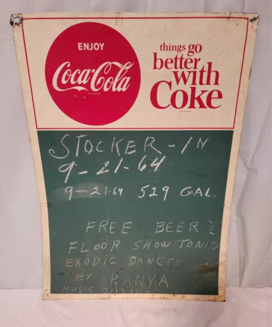 1964 Vintage Original Coca Cola Enjoy Coke Chalkboard Tin Sign