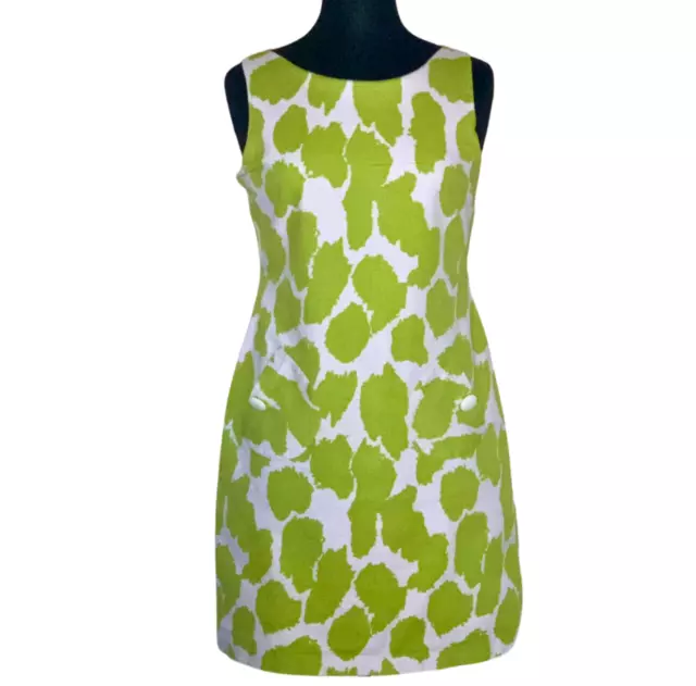 Jessica Howard Vintage 60’s Inspired Lime Green Jacquard Mini Dress Size 10