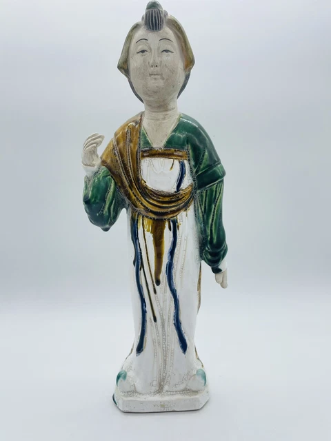 Vintage Chinese Ceramic Large Statue Figurine  17 inches Tall
