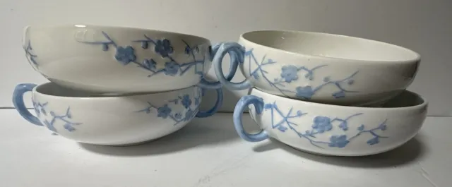 Lot Of 6 Blanche De Chine Geisha Blue Spode Copeland Cream Soup Bowls England