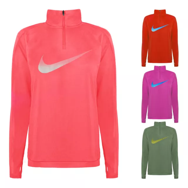 NIKE Damen Shirt Langarmshirt Laufshirt Dri-FIT Swoosh Run Midlayer