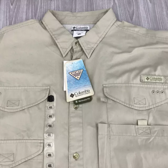 NEW Columbia Men's PFG Roll Long Sleeve Vented Button Up Fishing Shirt Size: 4XL