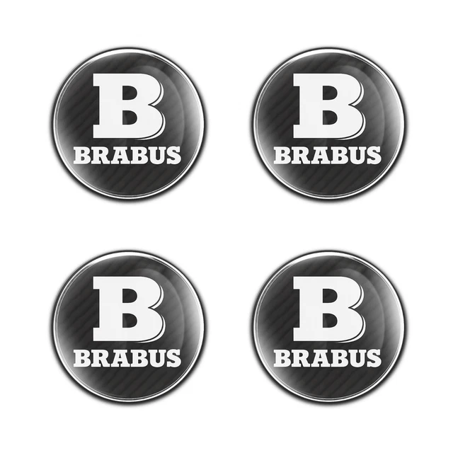 BRABUS GLOSSY STICKERS 4pc Decals Resin Rim Badge wheel caps emblem 15 ...