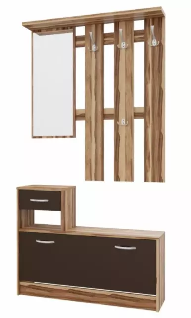 Garderoben-Set Garderobe mit Spiegel Schuhschrank Kleiderstange Schuhbank NEU