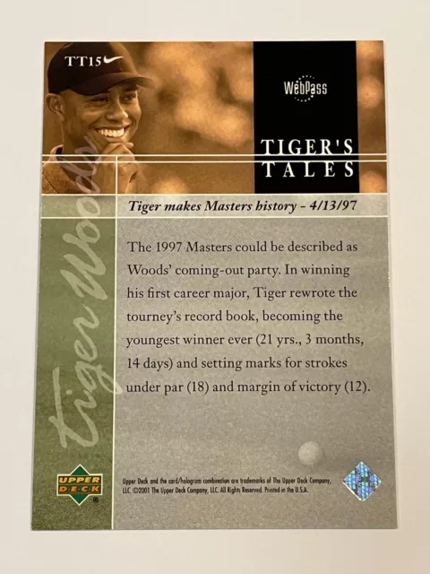 2001 UPPER DECK Golf Tiger Tales #15 - Tiger Woods RC - PGA EUR 5,39 ...