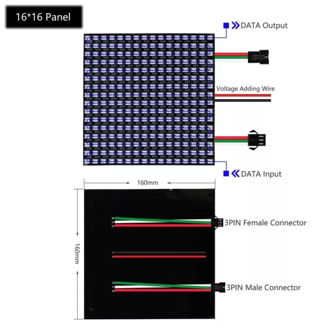 16x16 8x32 Module Pixel Screen Matrix Panel Light Light Panel Pixels Led Panel 3