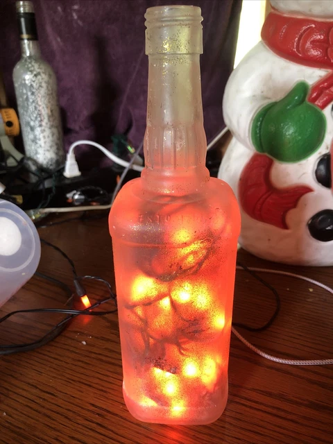 Ky Liqeur Frosted  Whiskey Lighted Glass Bottle Halloween Lights!