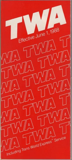 TWA Trans World Airlines system timetable 6/1/88 [308TW] Buy 4+ save 25%