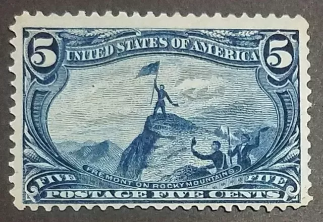 US Scott #288 Mint (MNH, OG) TRANS-MISSISSIPPI EXPOSITION 5¢, NH, SCV $300