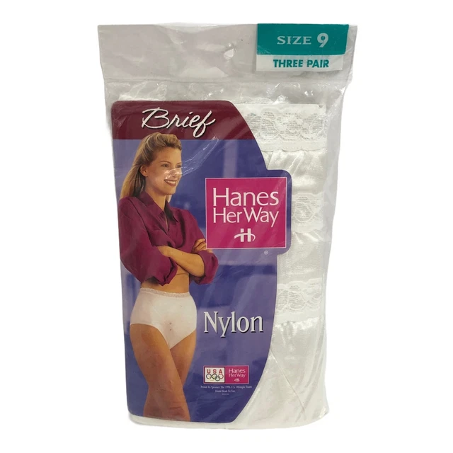 HANES HER WAY Nylon Briefs Panties Size 6, 3 Pack New In Package Lace Trim  $29.99 - PicClick