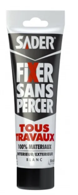 Mastic de Fixation Sader Fixer Sans Percer Extra Fort - Blanc - Tube 55ml